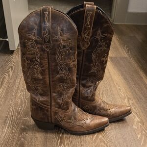 Brown Embroidered Cowboy Boots